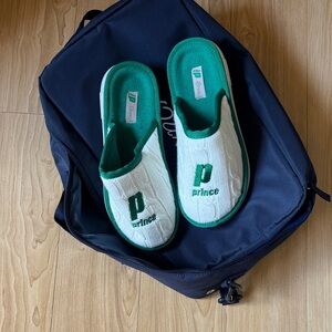 Prince Women's White & Green Slip-On Slippers